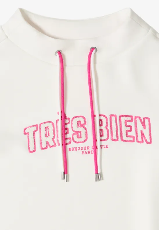 Langarm Sweatshirt mit Wording Artwork vanilla white