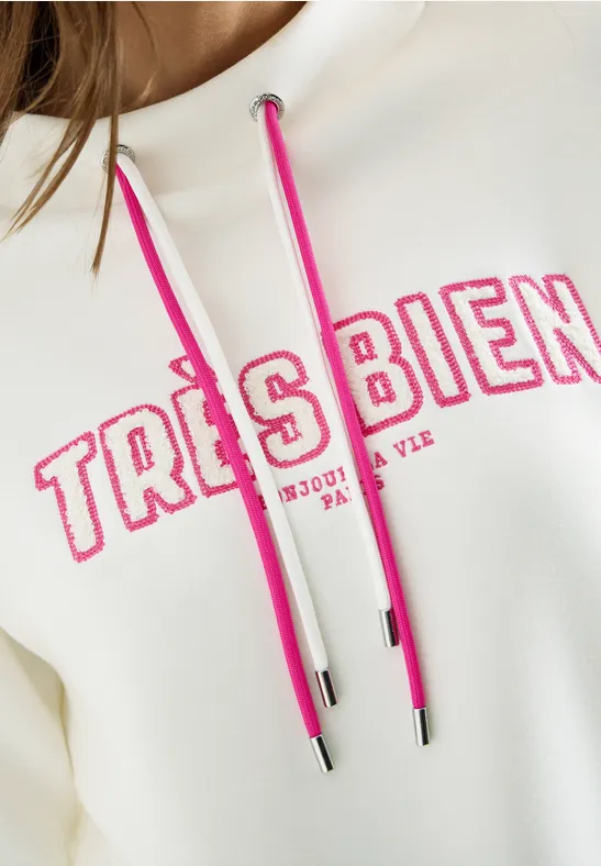 Langarm Sweatshirt mit Wording Artwork vanilla white