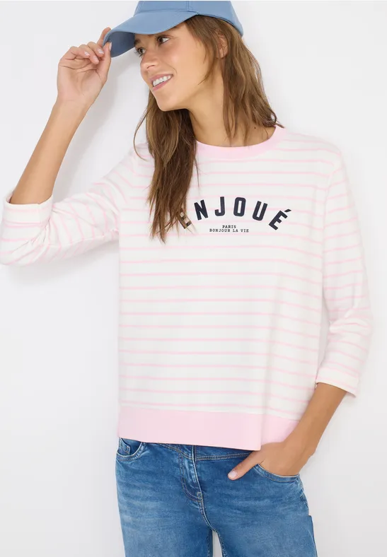3/4-Arm Sweatshirt mit Streifenmuster light blush rose