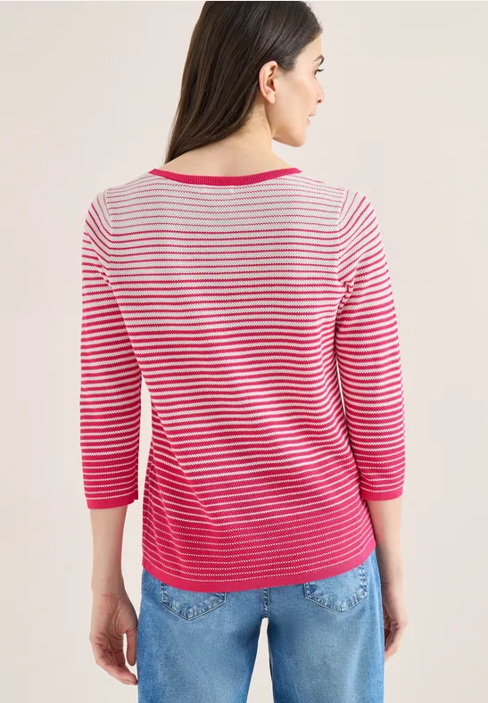 Pullover mit Rundhals und Streifen beetroot pink