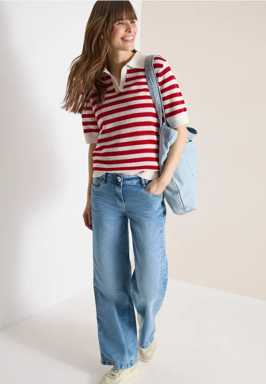 Polo à manches courtes en qualité maille glazed apple red