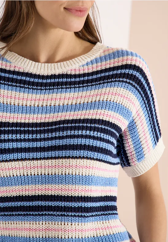 Pull à manches courtes en fil de ruban universal blue