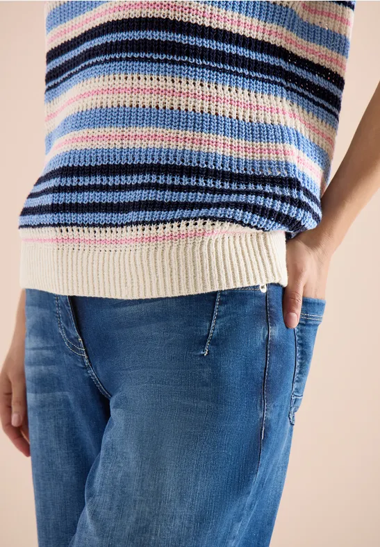 Pull à manches courtes en fil de ruban universal blue