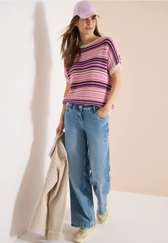 Trui met korte mouwen van lintgaren sweet grape red