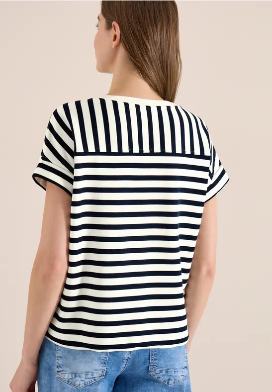 Kurzarm Sweatshirt mit breiten Streifen universal blue