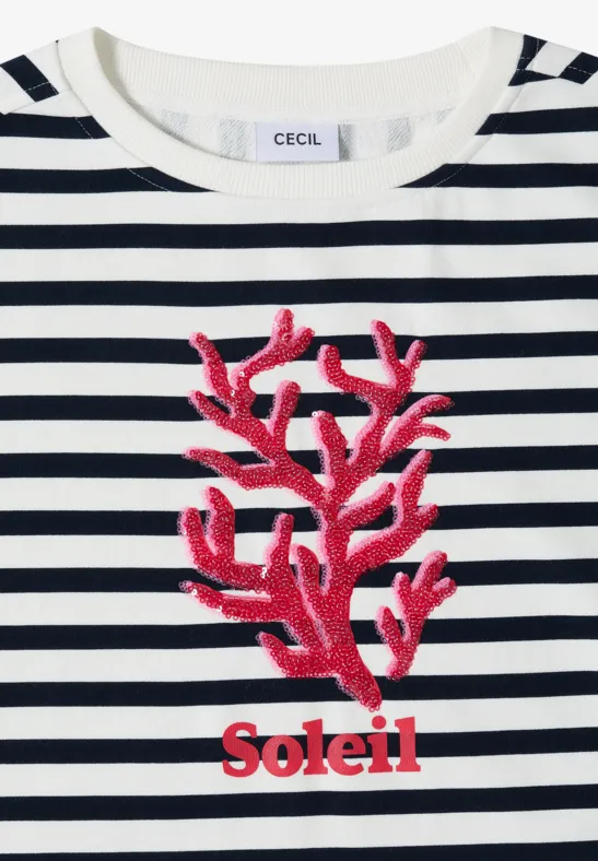 Kurzarm Sweatshirt mit breiten Streifen universal blue