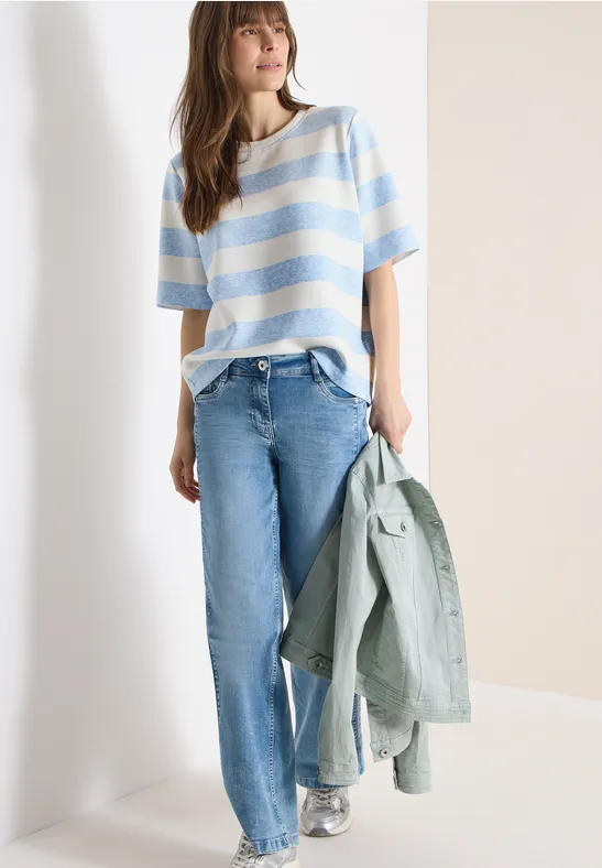 Sweat-shirt à manches courtes et à rayures light sky blue