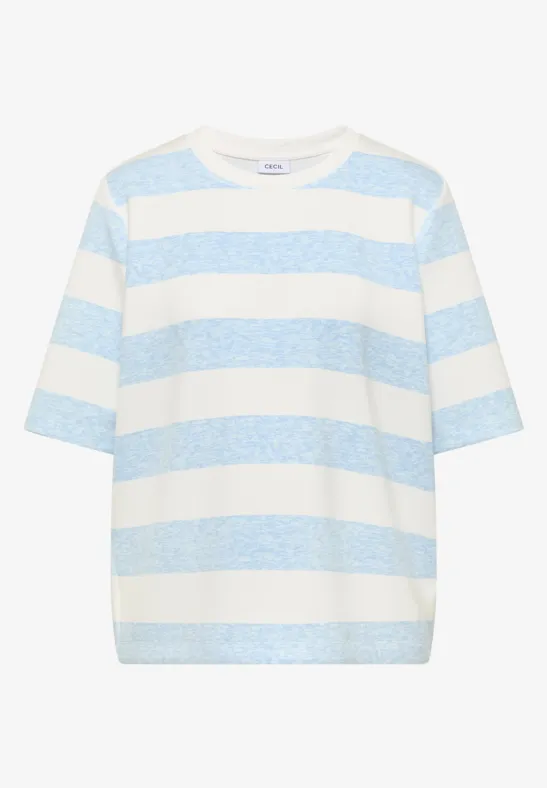 Sweat-shirt à manches courtes et à rayures light sky blue