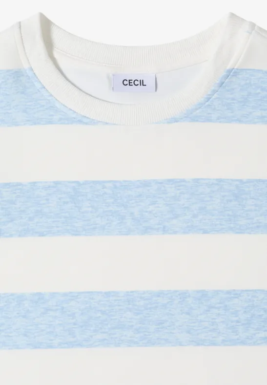 Sweat-shirt à manches courtes et à rayures light sky blue