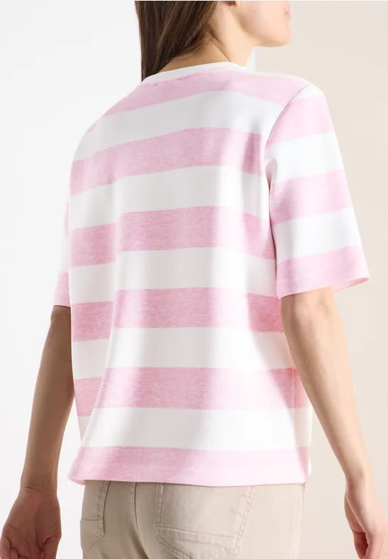 Kurzarm Sweatshirt mit Streifen light blush rose