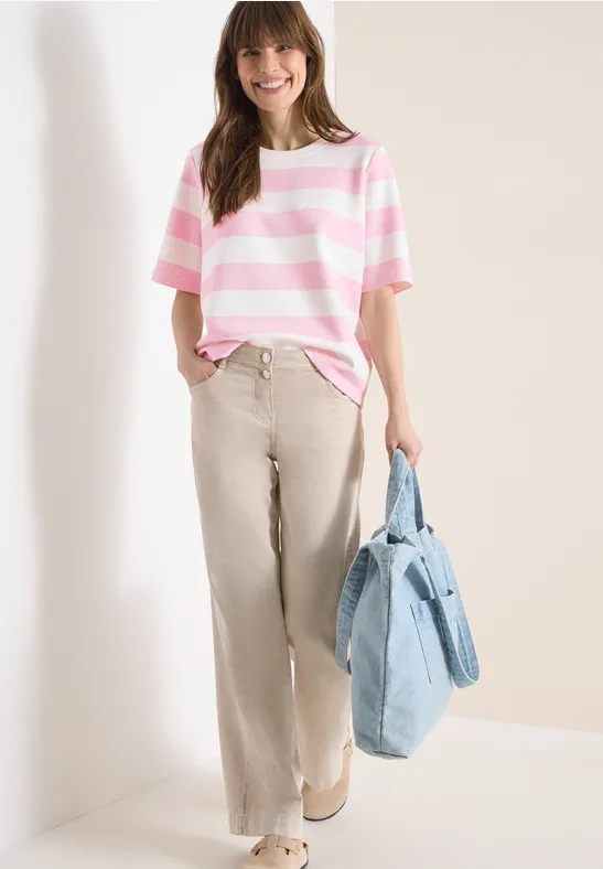 Kurzarm Sweatshirt mit Streifen light blush rose