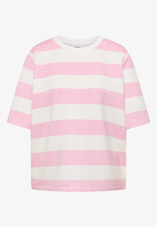 Kurzarm Sweatshirt mit Streifen light blush rose