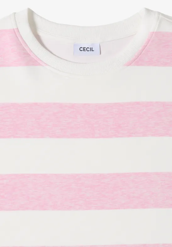 Kurzarm Sweatshirt mit Streifen light blush rose