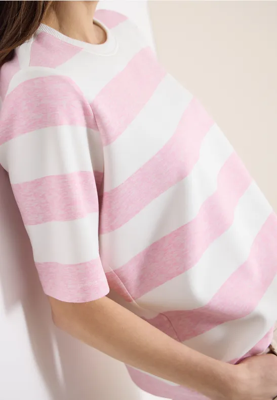 Kurzarm Sweatshirt mit Streifen light blush rose