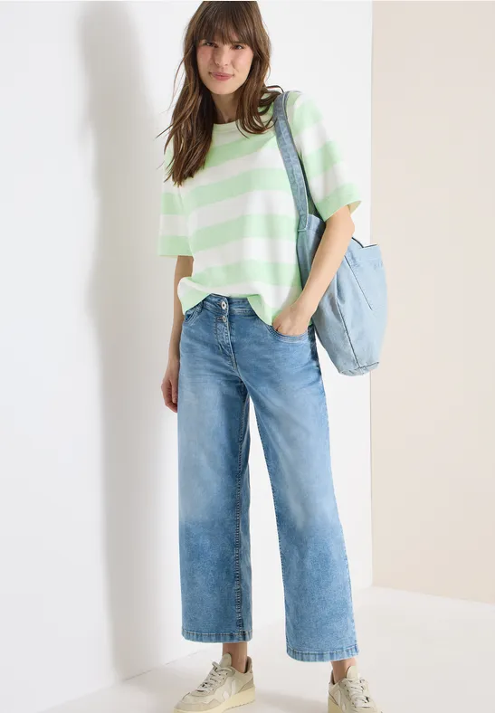 Kurzarm Sweatshirt mit Streifen juicy lime