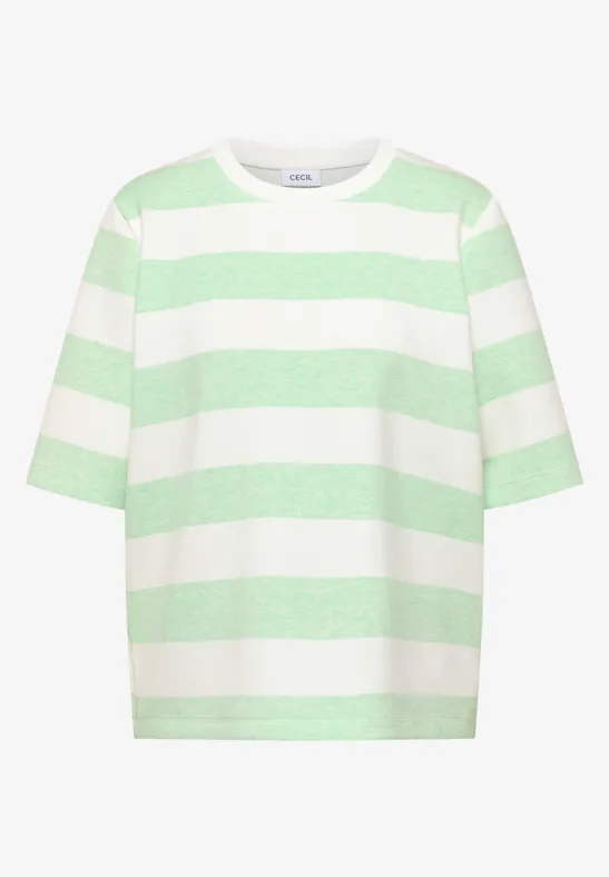 Kurzarm Sweatshirt mit Streifen juicy lime