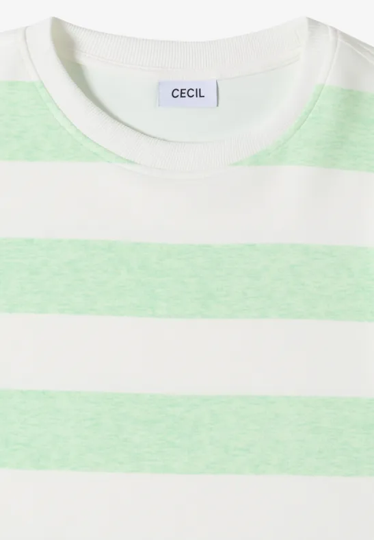 Kurzarm Sweatshirt mit Streifen juicy lime