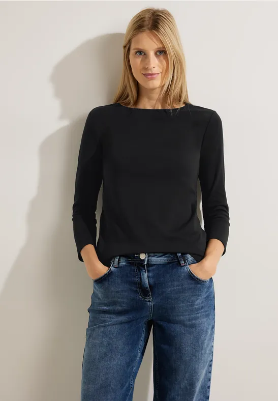 Basic Shirt in Unifarbe Black