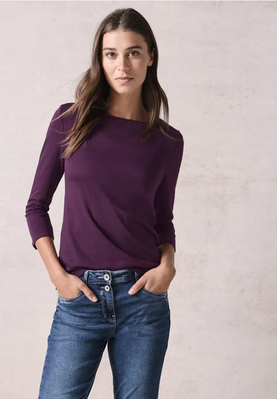 Basic Shirt in Unifarbe beloved berry