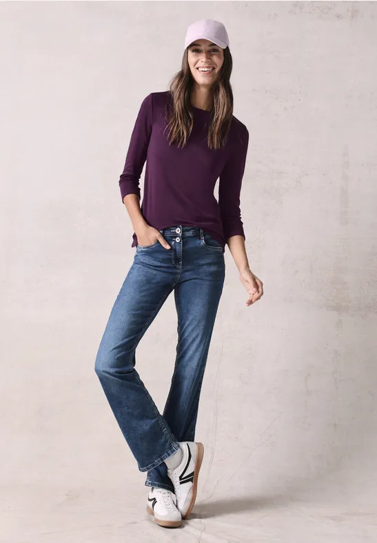 Basic Shirt in Unifarbe beloved berry