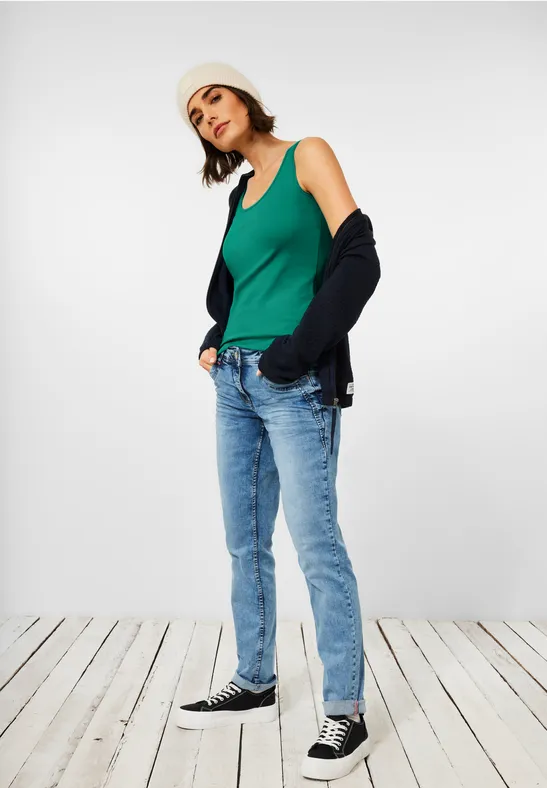 Top in Unifarbe smaragd green