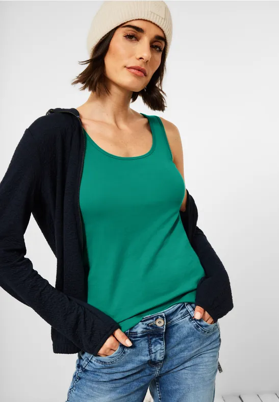 Top in Unifarbe smaragd green