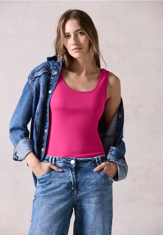 Top in Unifarbe lightning pink