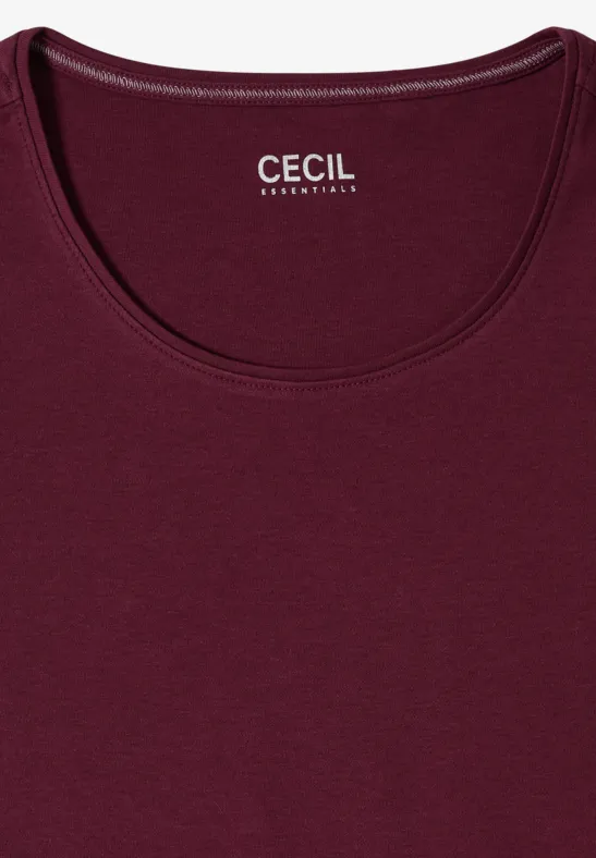 Basic T-Shirt mit Rundhals in Unifarbe sweet grape red