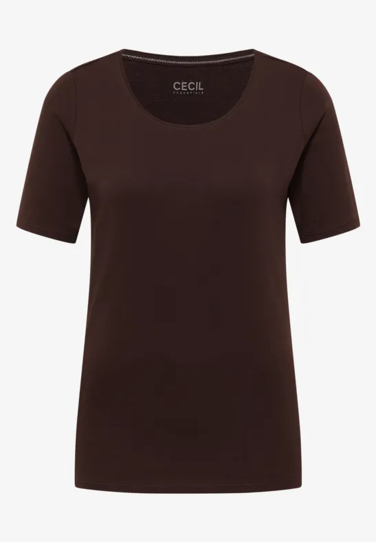 T-Shirt in Unifarbe tartufo brown