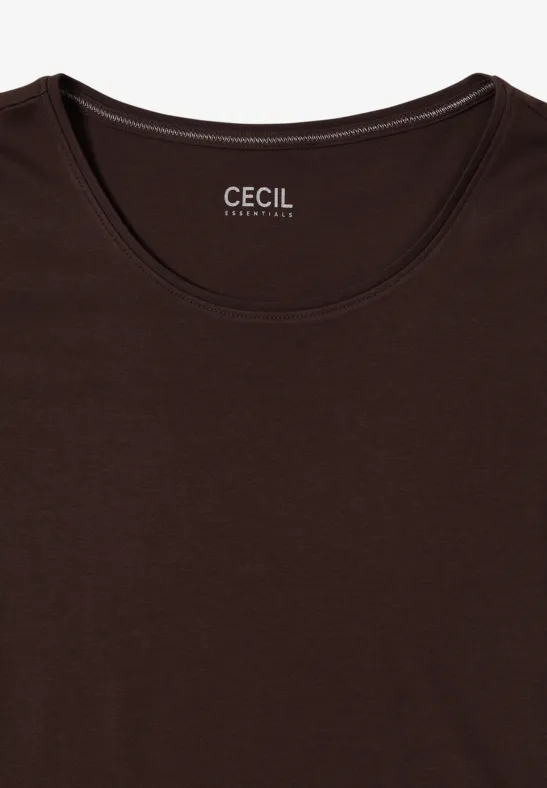 T-Shirt in Unifarbe tartufo brown