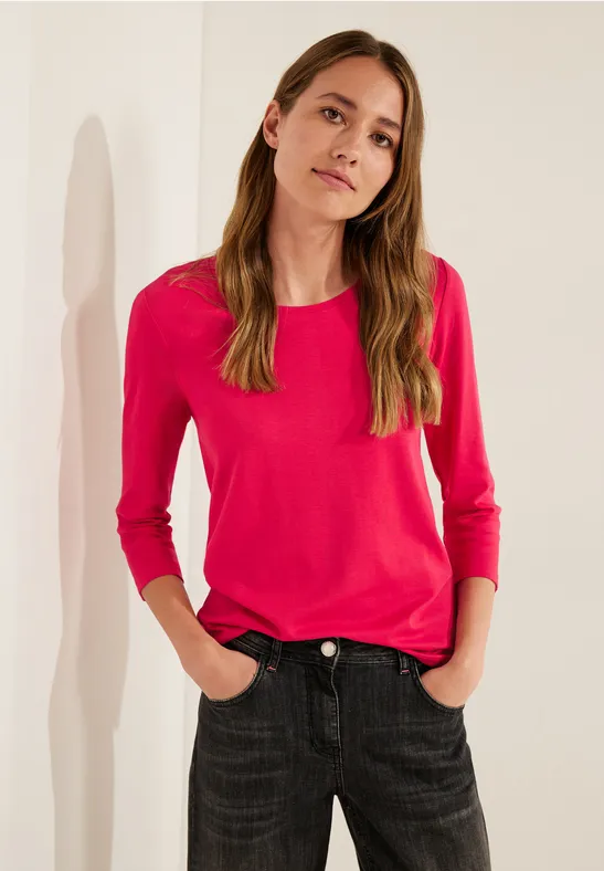 T-shirt basique à col rond cosy coral