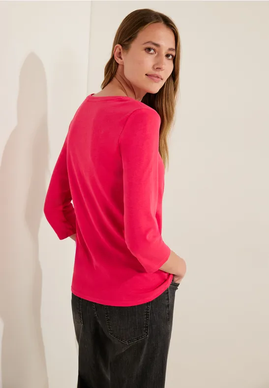 T-shirt basique à col rond cosy coral