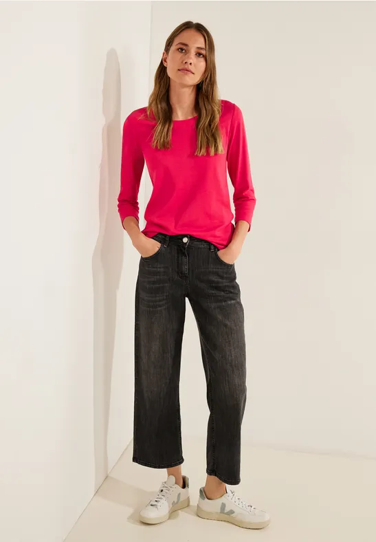 T-shirt basique à col rond cosy coral
