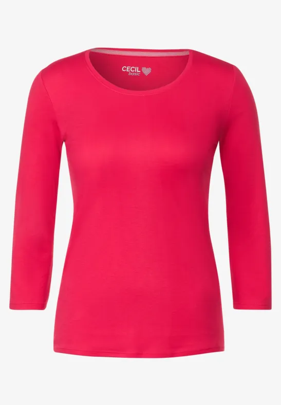 T-shirt basique à col rond cosy coral