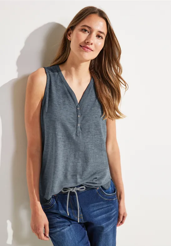Damentop in Unifarbe deep blue