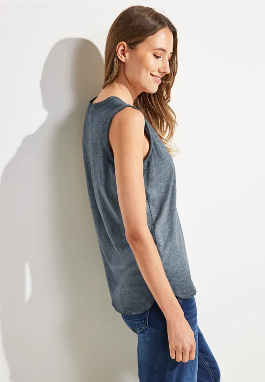Damentop in Unifarbe deep blue