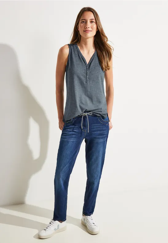 Damentop in Unifarbe deep blue