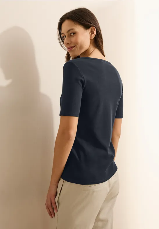 T-shirt basique à col en V universal blue