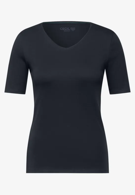 T-shirt basique à col en V universal blue