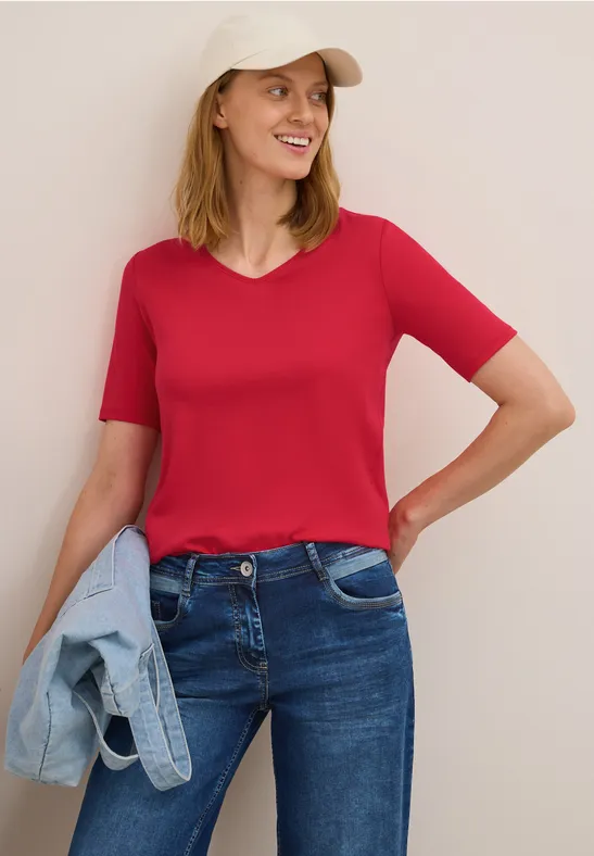 V-Neck T-Shirt glazed apple red