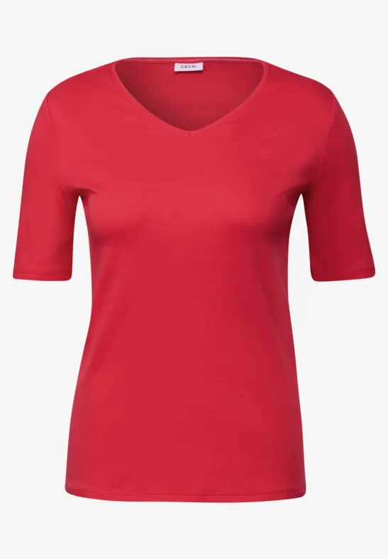 V-Neck T-Shirt glazed apple red