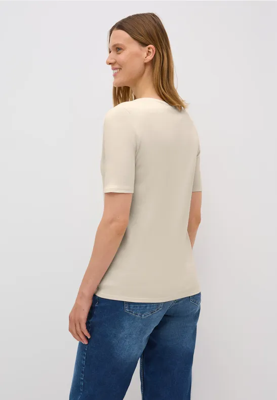 T-shirt à col en V light beige