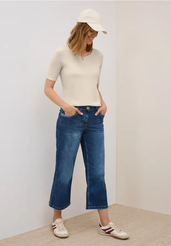 T-shirt à col en V light beige