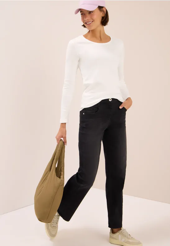 Basic Langarmshirt vanilla white