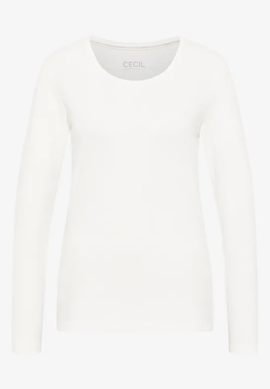 Basic Langarmshirt vanilla white