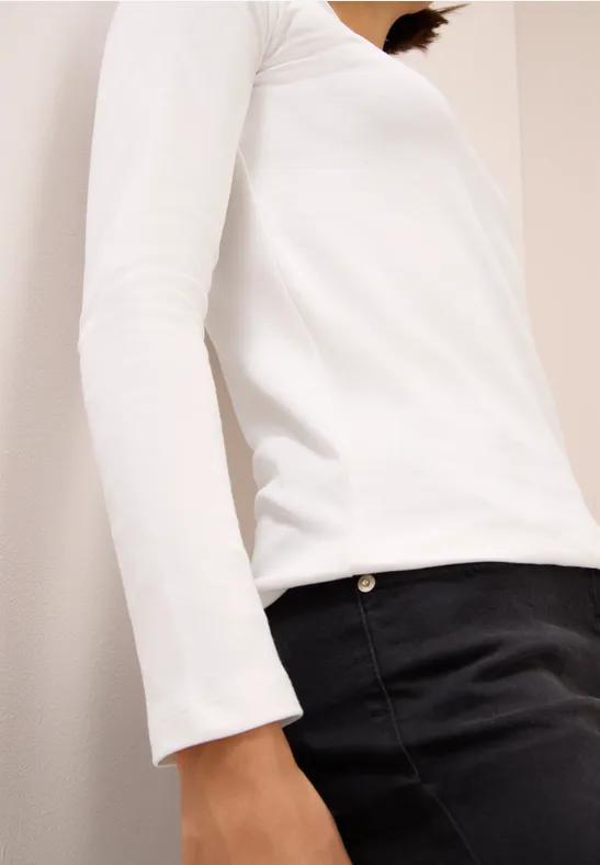 Basic Langarmshirt vanilla white