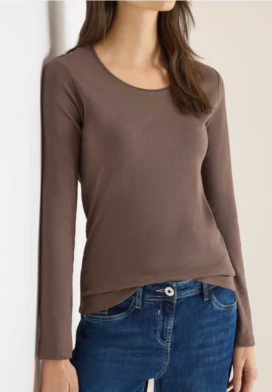 Basic Langarmshirt urban taupe