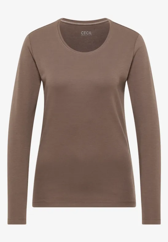Basic Langarmshirt urban taupe