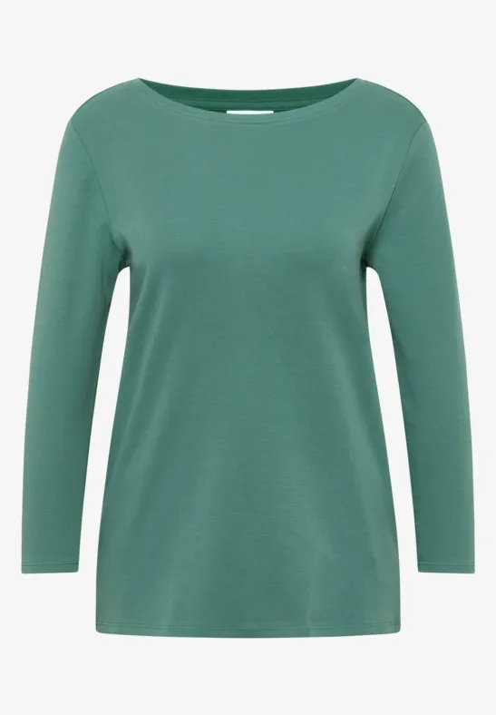 Basic Shirt in Unifarbe jewel green