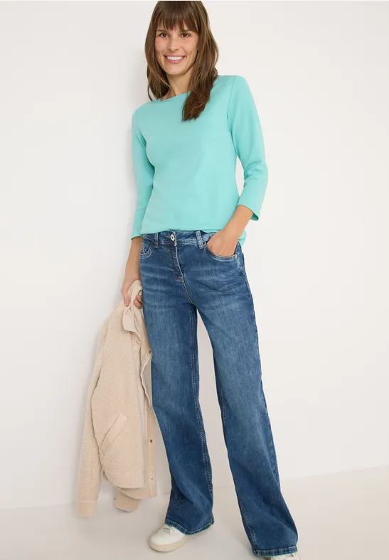 Basic Shirt in Unifarbe sea foam blue